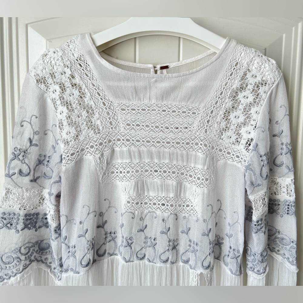 Free People Sweet Sunny Days Lace Midi Tunic Dress L - Picture 3 of 15